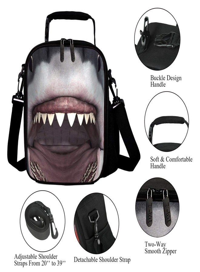 7-Mi KIds Insulated Lunch Bags For Food Children 3D Shark Lunch Tote Box Meals With Shoulder Adjustable Strap And Water Bottle Holder - Image 3